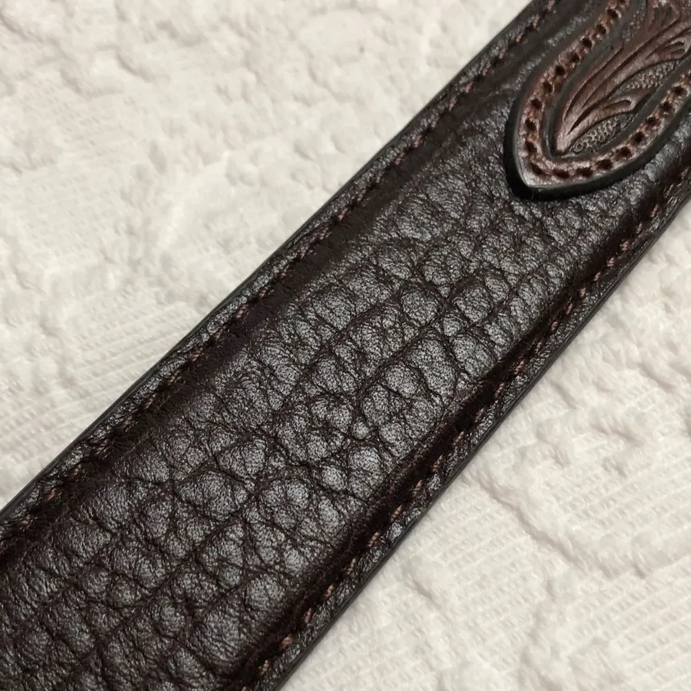 NWOT! Nocona Belt Co Size 46 Western Embossed Brown Genuine Leather